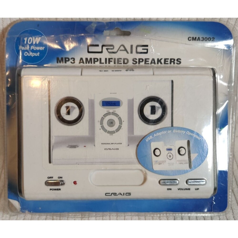 CRAIG MP3 AMPLIFIED SPEAKERS 10W PEAK OUTPUT AMPLIFIED TRAVEL SPEAKERS -NEW